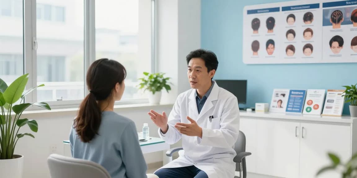 Hair transplant istanbul cost consultation with healthcare provider in a modern clinic setup.