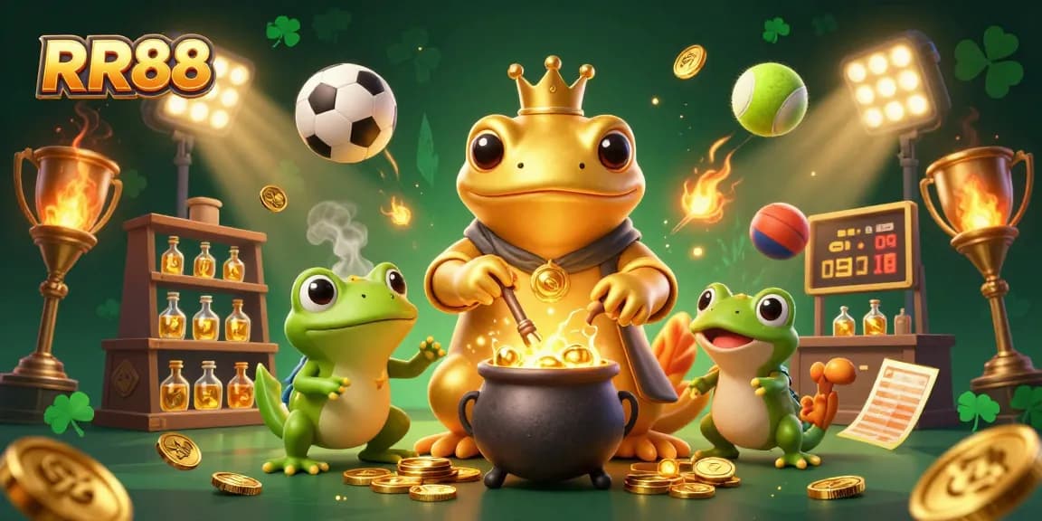 Bet big and win with RR88, showcasing a lively scene of gold transmutation in a casino setting.