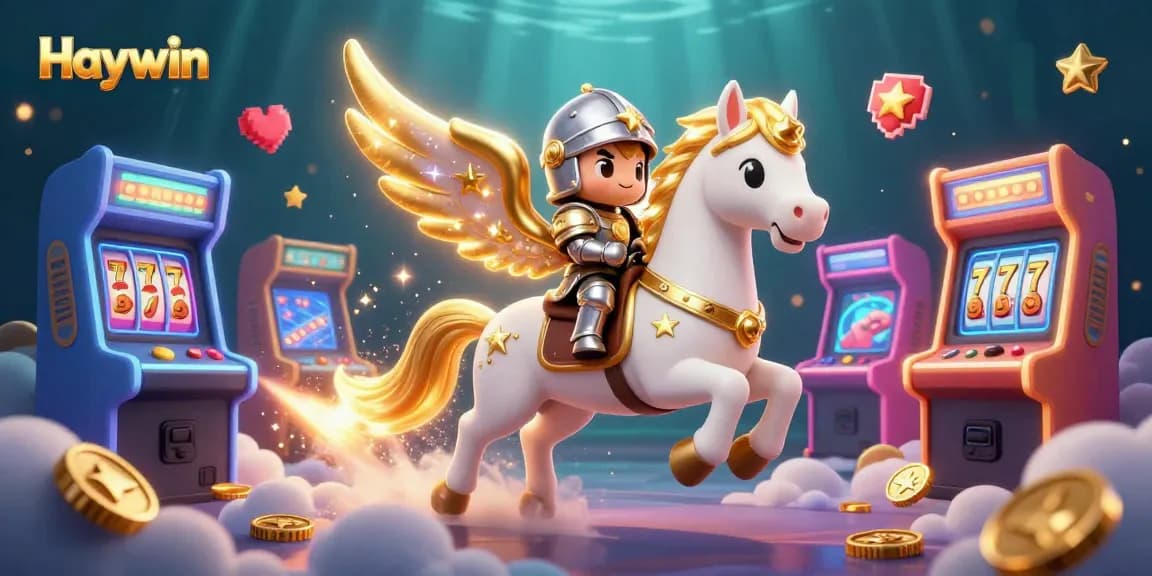 Experience exciting slots gameplay with Haywin's fascinating 3D illustration of knights and magical horses.