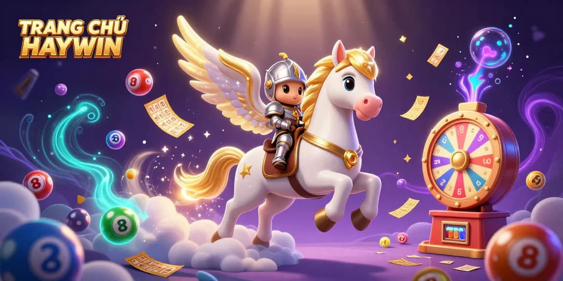 Engage with TRANG CHỦ HAYWIN while enjoying vibrant lottery-themed gaming elements in a dynamic scene.
