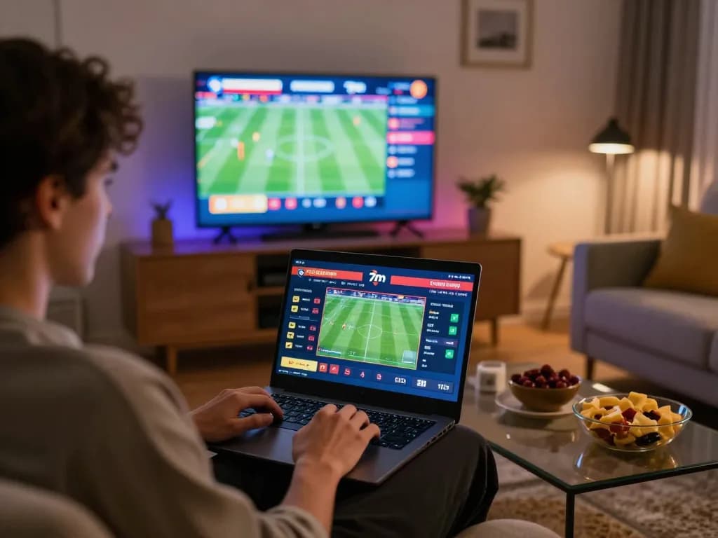 Place bets on 7m football matches with an immersive home setup, displaying live odds.