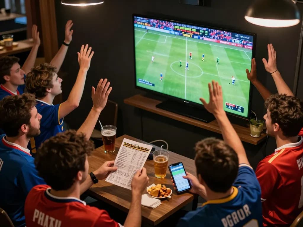 KQBD sports betting scene with fans engaged in live football match excitement.