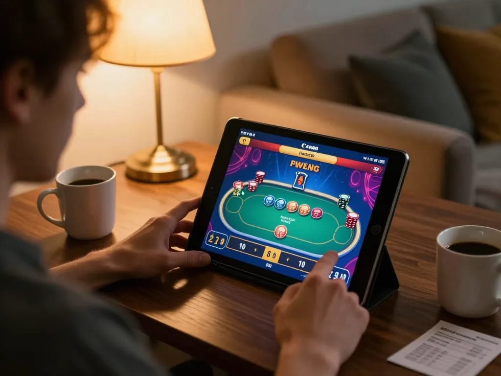 Experience online gaming with LLWIN while enjoying strategic gameplay in a cozy home setting.