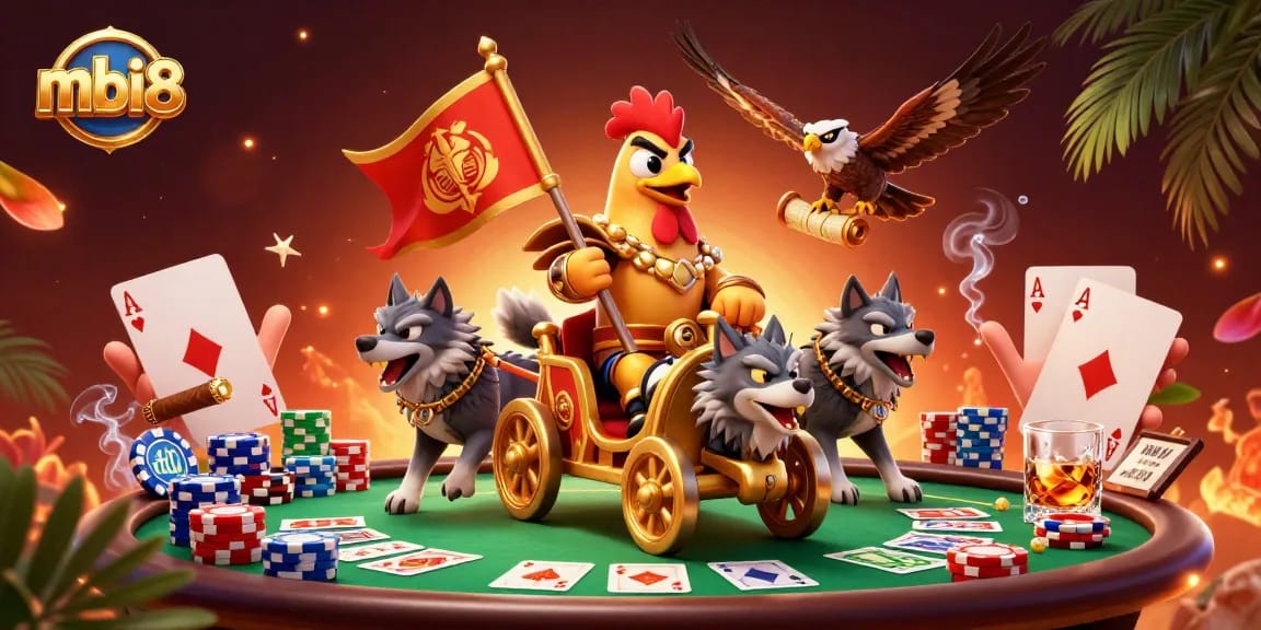 Win big with mbi8 casino's thrilling poker scenes showcasing 3D characters and dynamic game elements.