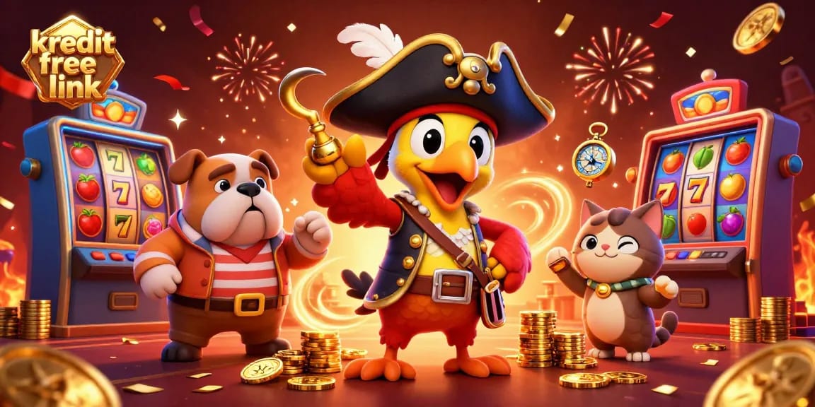 Experience the thrill of winning with kredit free link in this dynamic casino scene filled with vibrant slot reels and energetic characters.