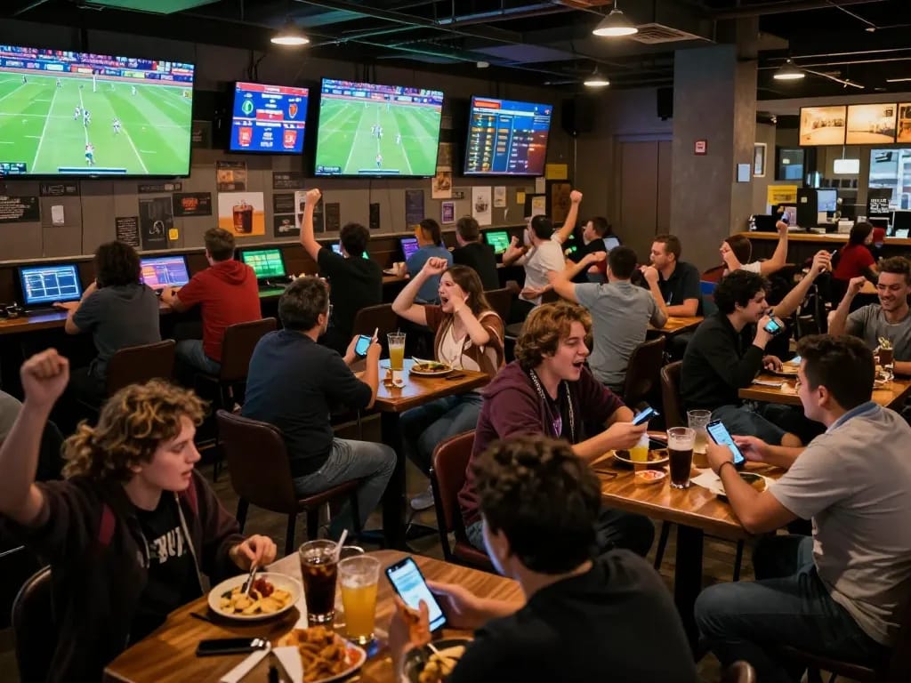 Engaging atmosphere of sports betting as fans track kèo nhà cái hôm nay while cheering for their teams.