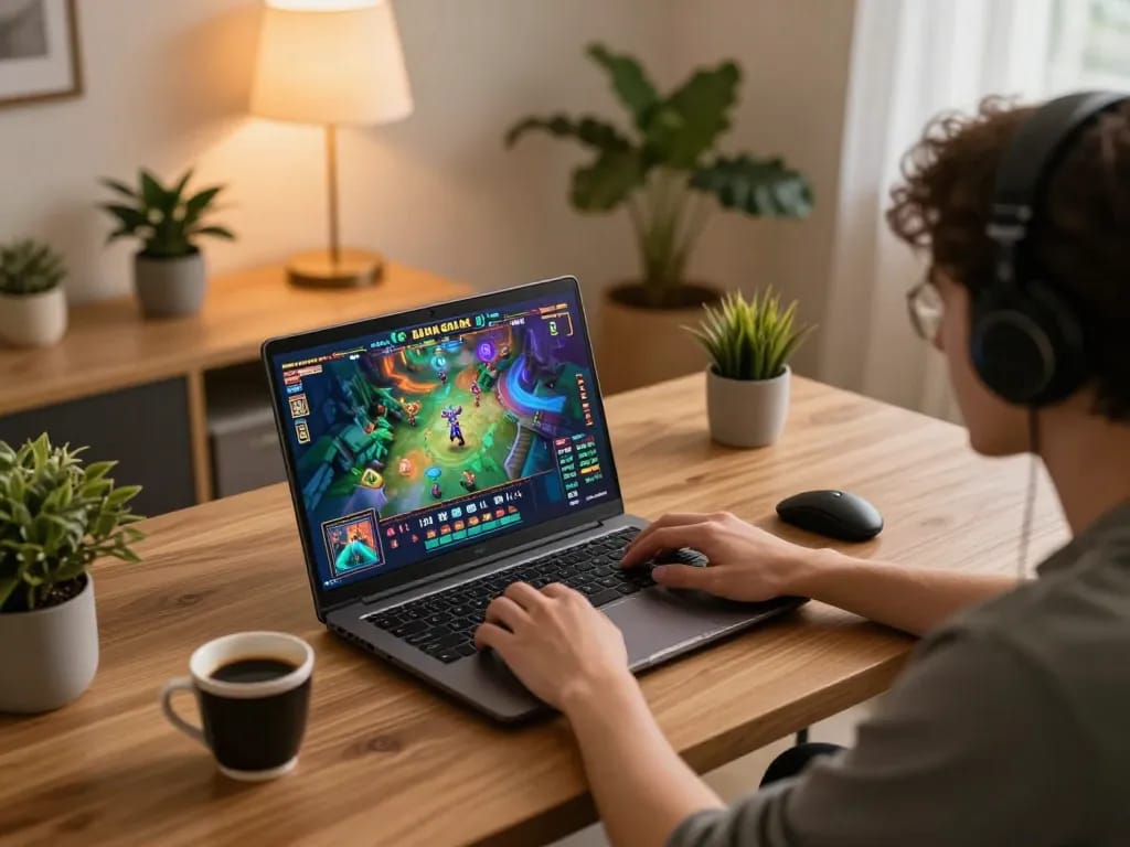 Engaging in đánh lô online with a captivating game interface in a cozy home office setting