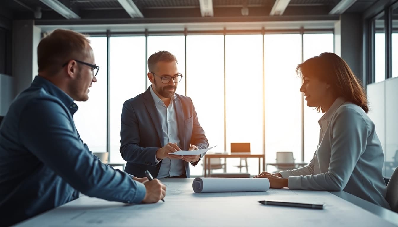 Headhunter Ingenieure beraten in einer modernen Büroumgebung.