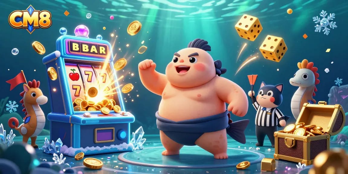 Experience the excitement of CM8's thrilling casino games with vibrant underwater elements.