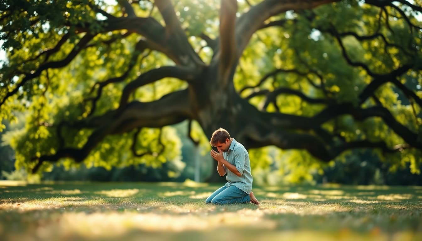 Das schutzgebet symbolisiert inneren Frieden und spirituelle Reflexion in der Natur.