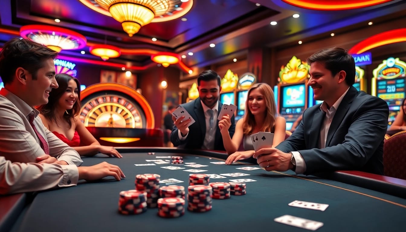 Experience the thrill of winning at https://kjcmh.com/ with diverse players at a luxurious poker table.