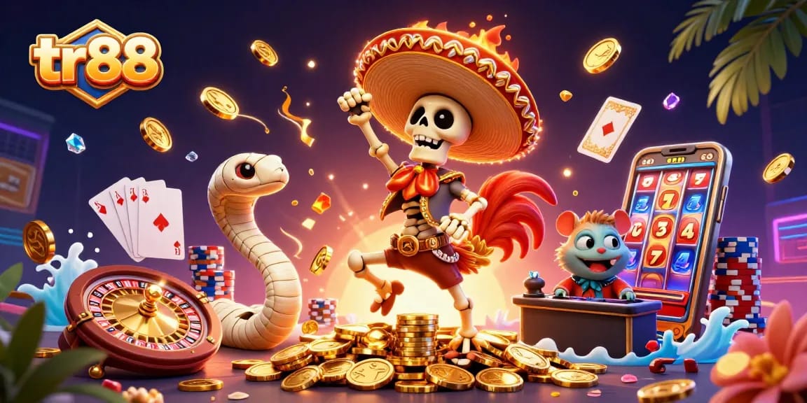 Experience thrilling wins at tr88 with dazzling casino games featuring vibrant characters and gold coins.
