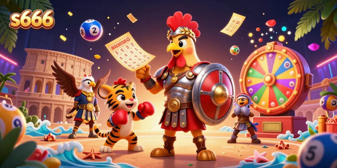 Experience exciting wins with s666 as colorful lottery balls burst in a dynamic gambling scene.