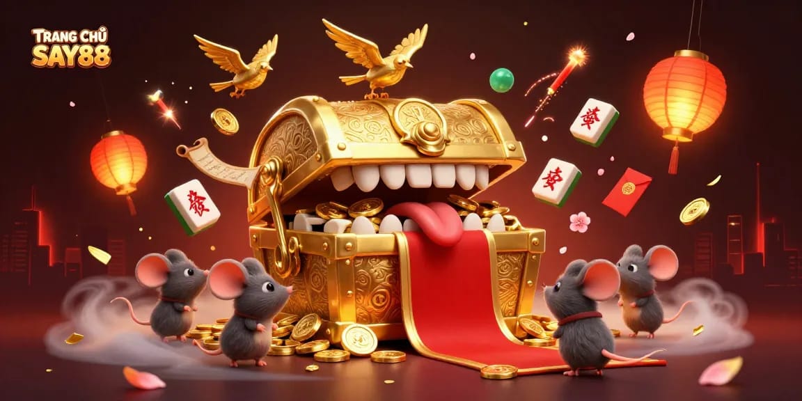Engage with the TRANG CHỦ SAY88 experience; a captivating treasure chest lures players into vibrant gaming adventures.