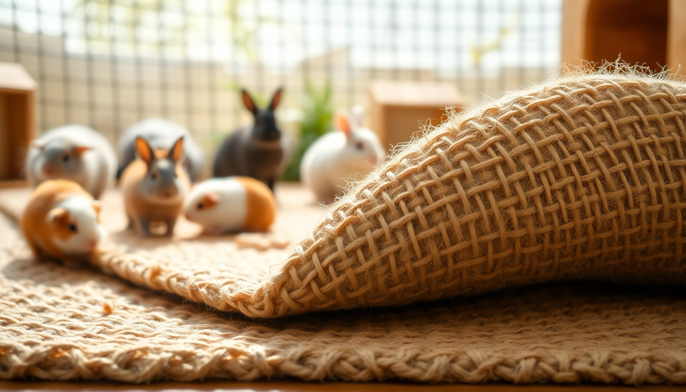 Nagermatte aus Hanf in einem kuscheligen Gehege für Nagetiere.
