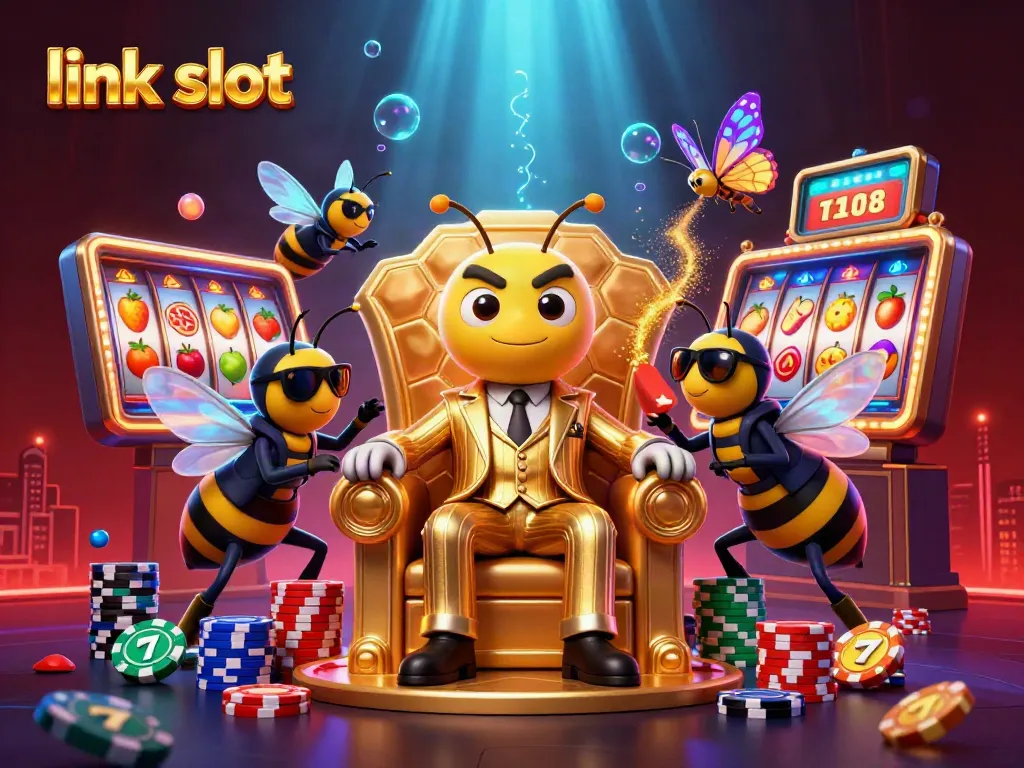 Experience thrilling gameplay with link slot as the bumblebee mob boss oversees dynamic slot reels and jackpot excitement.