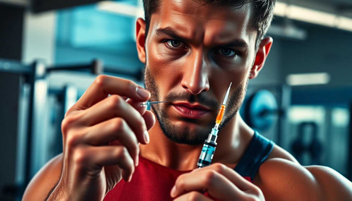 Sustanon kaufen zur Leistungssteigerung bei einem Athleten im Fitnessstudio.