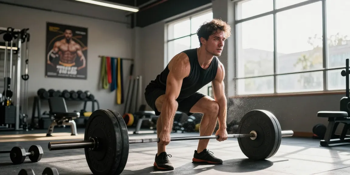 Anabolika Shop: Bodybuilder beim Deadlift-Training im modernen Fitnessstudio.