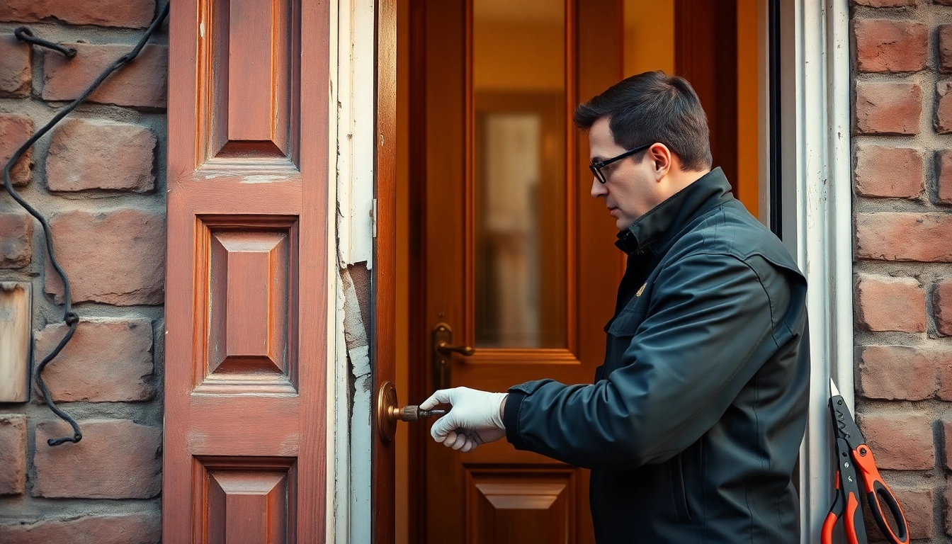 Schlüsseldienst Mannheim-Techniker führt eine beschädigungsfreie Türöffnung in einer privaten Wohnumgebung durch.