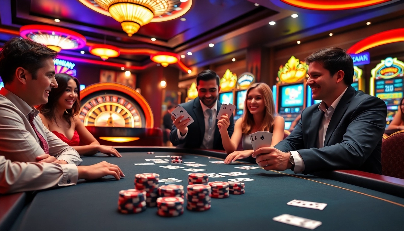 Experience the thrill of winning at https://kjcmh.com/ with diverse players at a luxurious poker table.