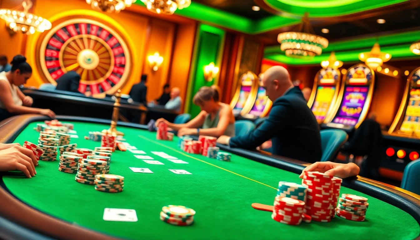 Experience the thrill of BDTK1 at an exciting poker table with vibrant chips and intense players.