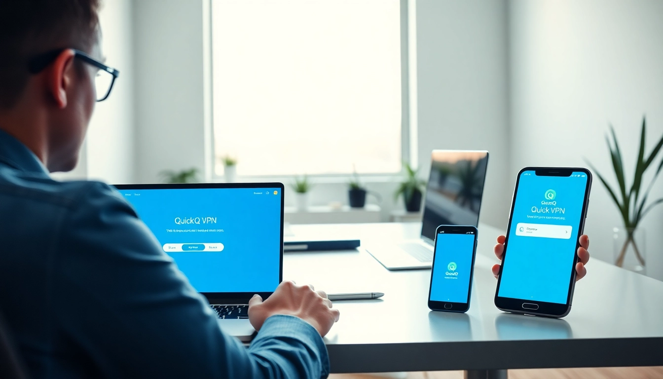 在现代工作空间的多设备上体验无缝的互联网隐私，使用 QuickQ下载。